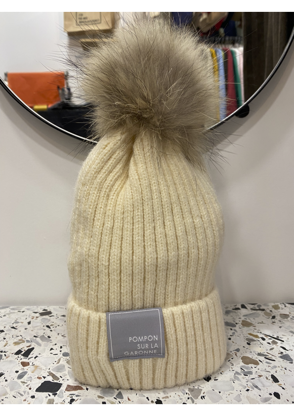 bonnet en maille cotelee avec pompon pour homme rouge homme