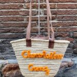 Panier osier & anses en cuir